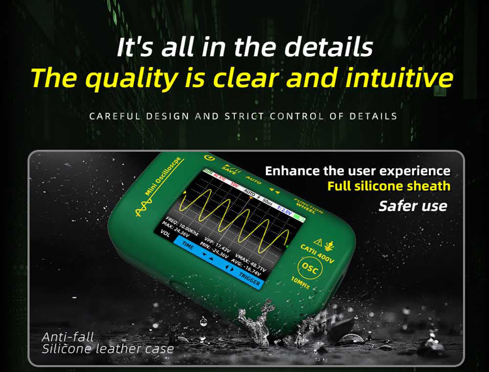 BSIDE OT2 Handheld Digital Oscilloscope Multimeter, 10MHz Bandwidth with 48MSa/s Sampling Rate, 2.8-inch LCD Screen