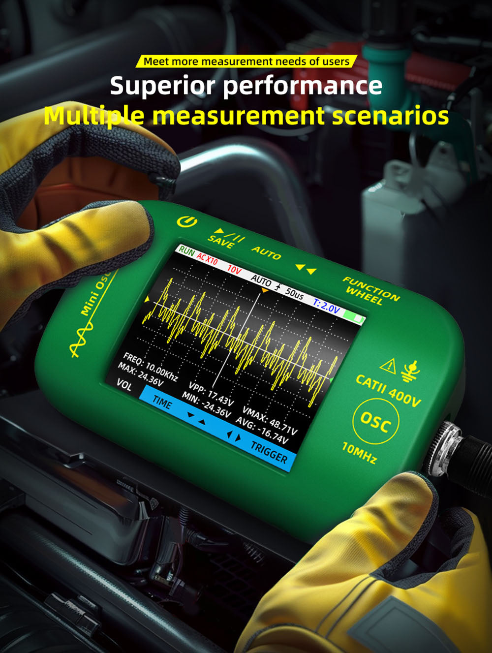 BSIDE OT2 Handheld Digital Oscilloscope Multimeter, 10MHz Bandwidth with 48MSa/s Sampling Rate, 2.8-inch LCD Screen