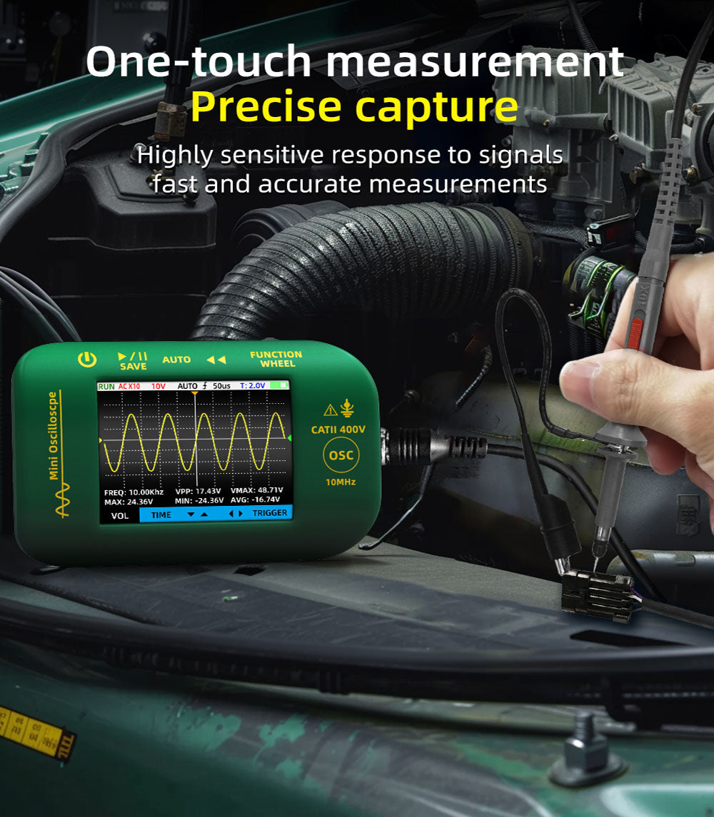 BSIDE OT2 Handheld Digital Oscilloscope Multimeter, 10MHz Bandwidth with 48MSa/s Sampling Rate, 2.8-inch LCD Screen
