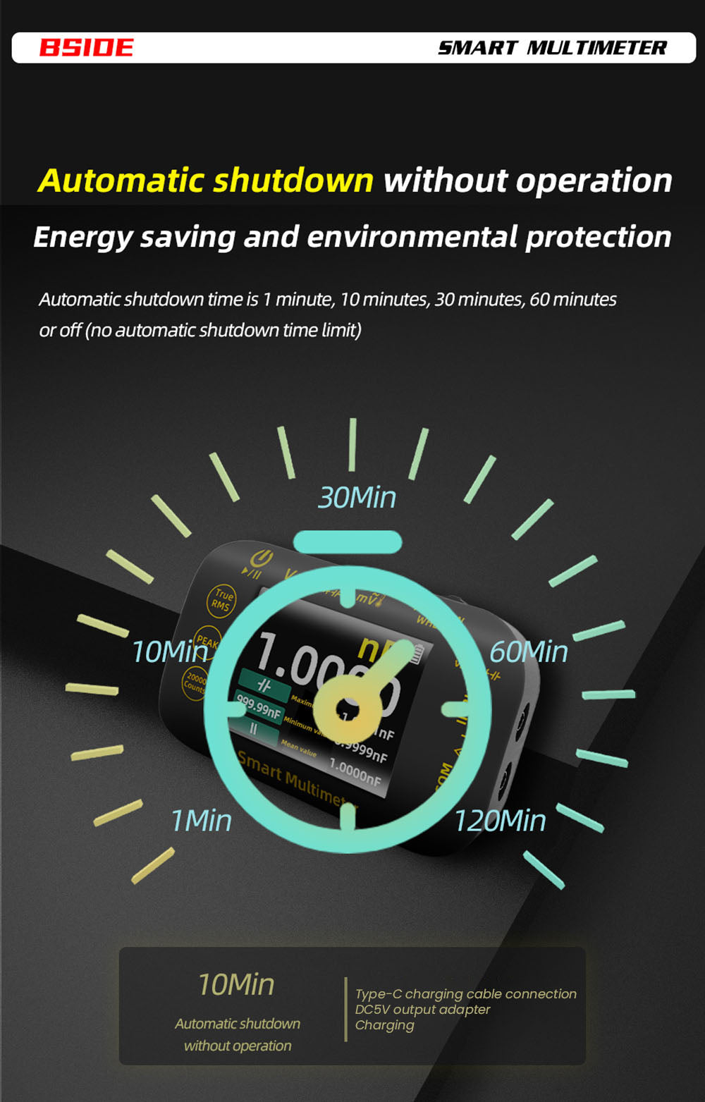 BSIDE S40 Digital Photovoltaic Multimeter, 2.8inch HD Color Screen, High Precision, High Voltage 1000V, Electrical Maintenance
