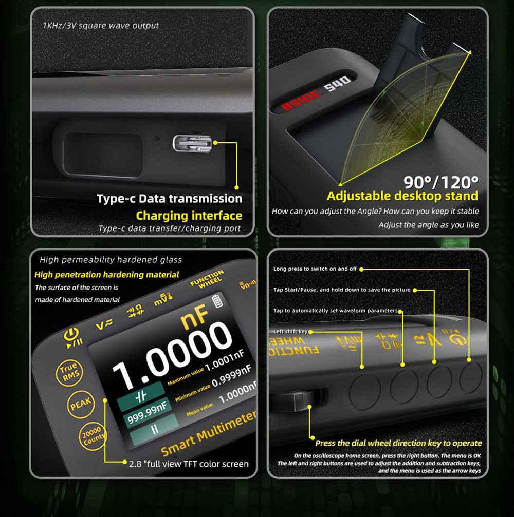 BSIDE S40 Digital Photovoltaic Multimeter, 2.8inch HD Color Screen, High Precision, High Voltage 1000V, Electrical Maintenance