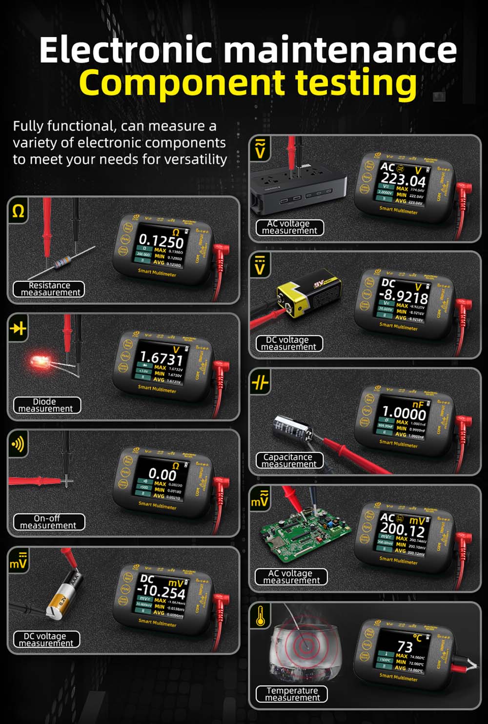 BSIDE S40 Digital Photovoltaic Multimeter, 2.8inch HD Color Screen, High Precision, High Voltage 1000V, Electrical Maintenance