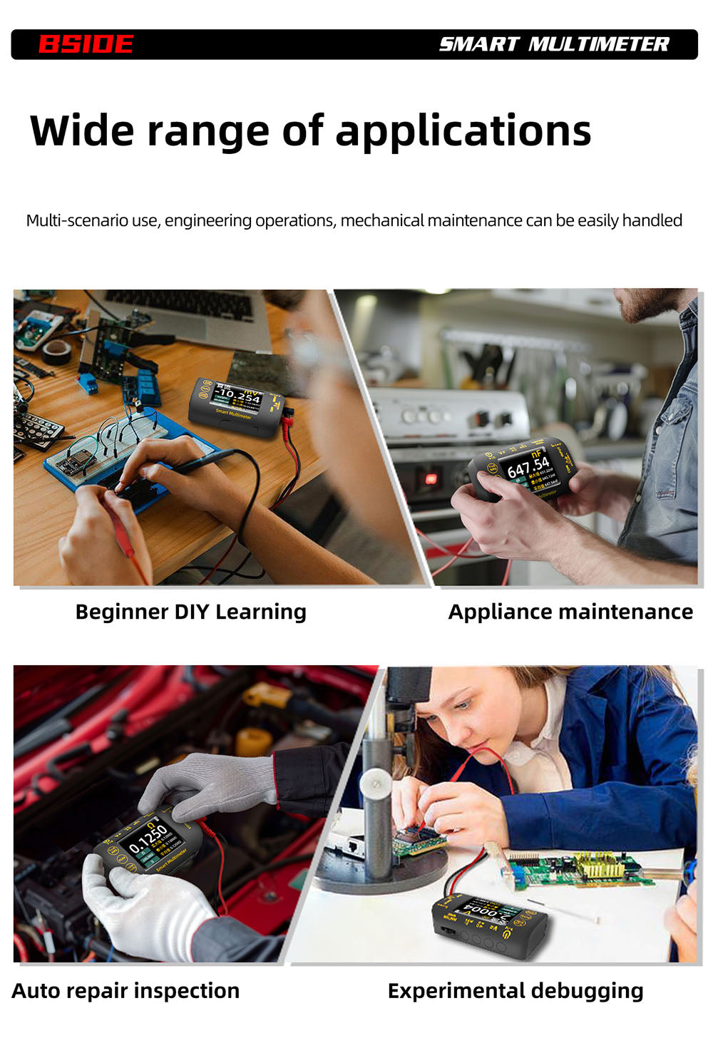 BSIDE S40 Digital Photovoltaic Multimeter, 2.8inch HD Color Screen, High Precision, High Voltage 1000V, Electrical Maintenance