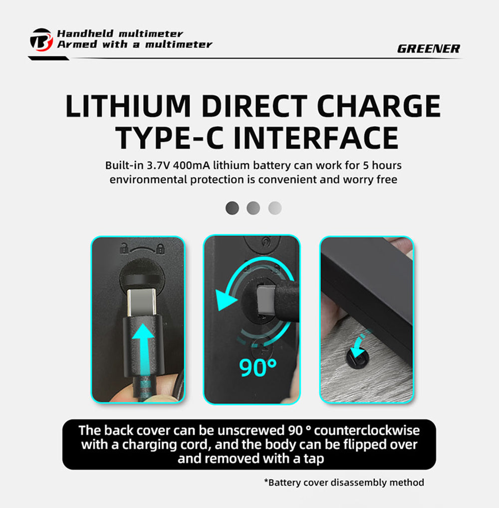 BSIDE S40X Digital Multimeter, Leakage Voltage Tester, AC DC Diode Resistance Capacitance Test, LCD Display, Breakpoint Search, High Precision, Fully Intelligent, USB Charge