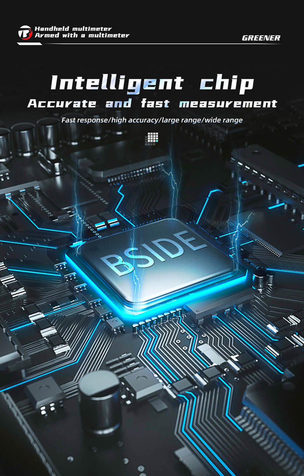 BSIDE S40X Digital Multimeter, Leakage Voltage Tester, AC DC Diode Resistance Capacitance Test, LCD Display, Breakpoint Search, High Precision, Fully Intelligent, USB Charge