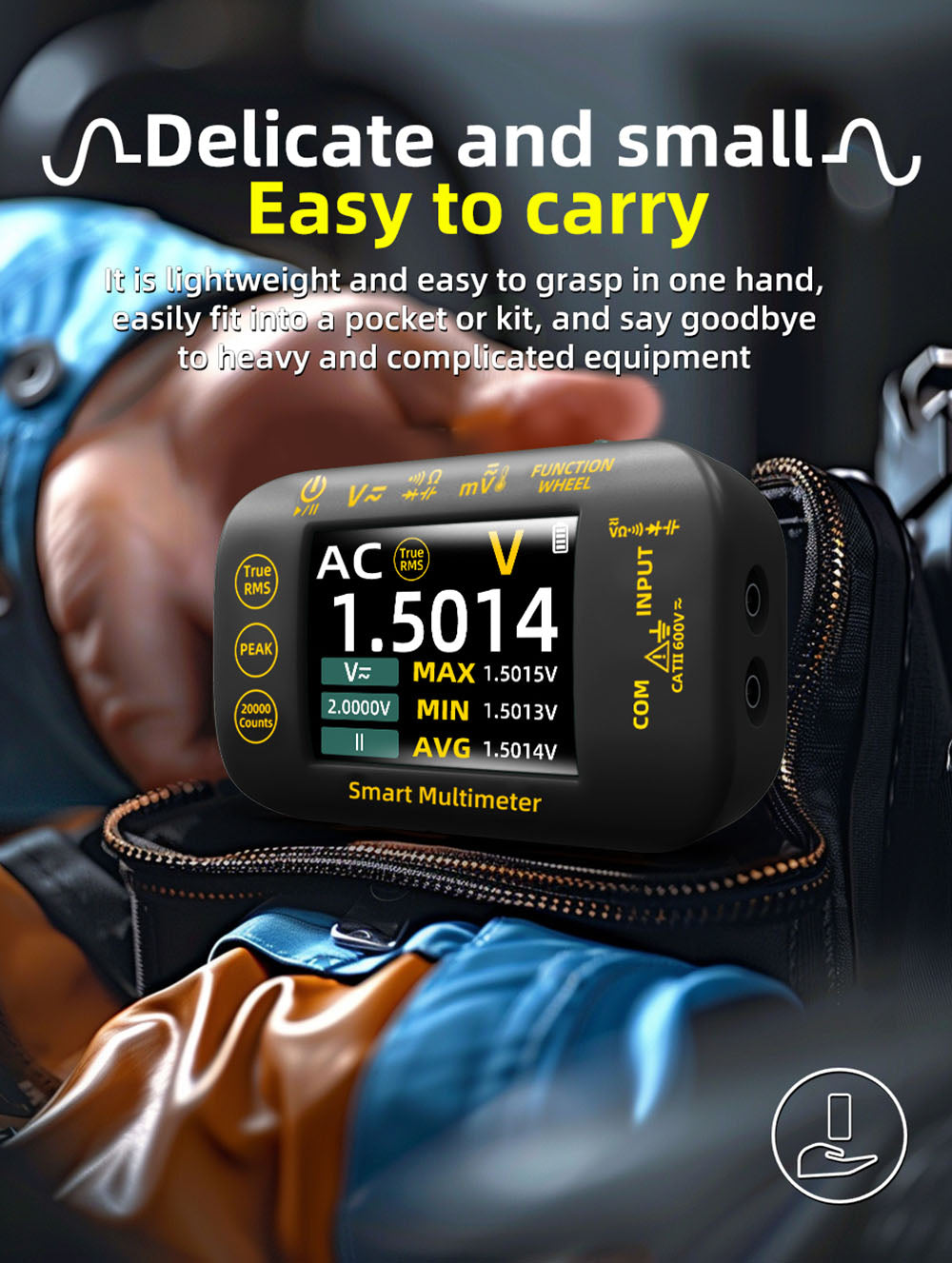 BSIDE S450 Digital Multimeter, 20000 Counts, 1000V, 2.8inch LCD Screen, Graphic Recording, Type-C Charging Port, Photovoltaic Voltage Millivolt AC Peak Meter