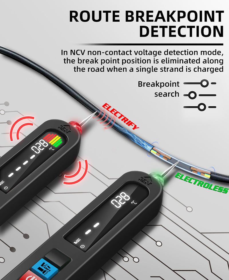 BSIDE S4X 12V-300V Voltage Tester Pen, EBTN Display, Non-Contact Detection, Leakage Live Wire Breakpoint Finder, 400mAh Lithium Battery - Black