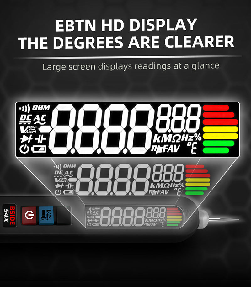 BSIDE S4X 12V-300V Voltage Tester Pen, EBTN Display, Non-Contact Detection, Leakage Live Wire Breakpoint Finder, 400mAh Lithium Battery - Black
