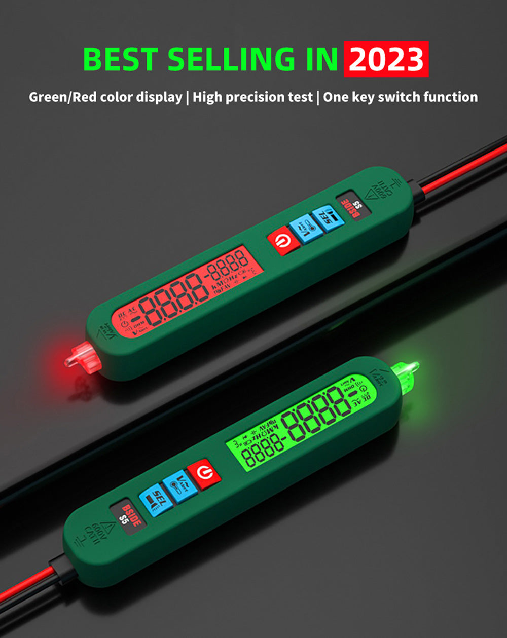 BSIDE S5 Digital Multimeter, Electric Pen Voltage Detector, Automatic Recognition Charging Model, Induction Zero Fire Line Inspection - Green