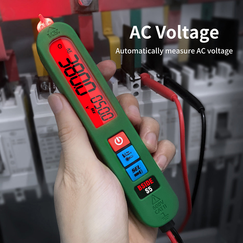 BSIDE S5 Digital Multimeter, Electric Pen Voltage Detector, Automatic Recognition Charging Model, Induction Zero Fire Line Inspection - Green