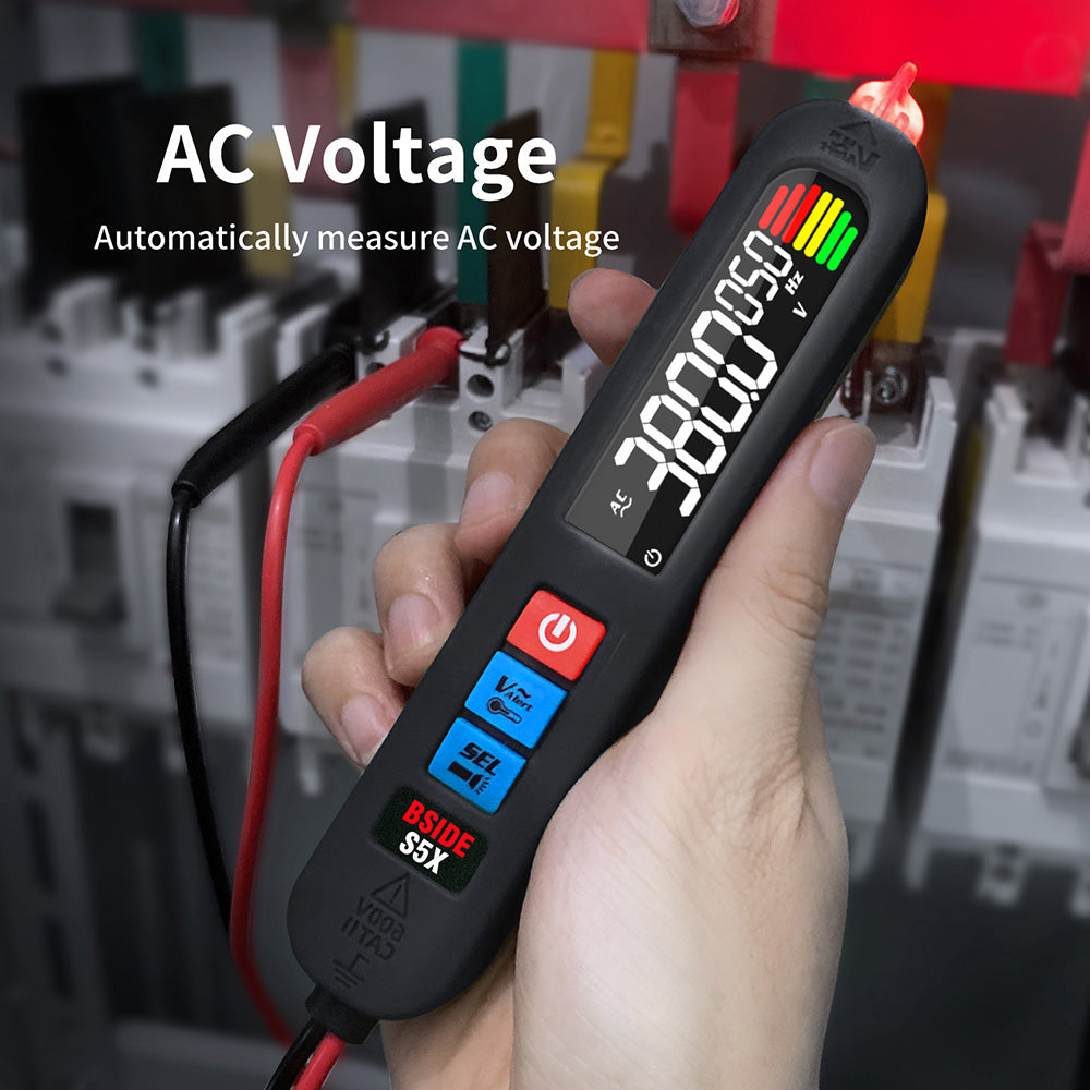 BSIDE S5X Digital Multimeter, AC DC Voltage Detector Pen, Auto Range, Capacitance Ohm Diode Hz NCV Tester, Bright LED Flashlight, 400mAh Li-ion Battery, Black -with Bag