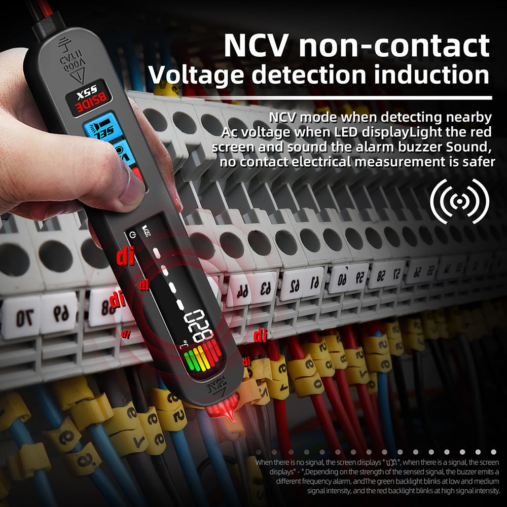 BSIDE S5X Digital Multimeter, AC DC Voltage Detector Pen, Auto Range, Capacitance Ohm Diode Hz NCV Tester, Bright LED Flashlight, 400mAh Li-ion Battery, Black -with Bag