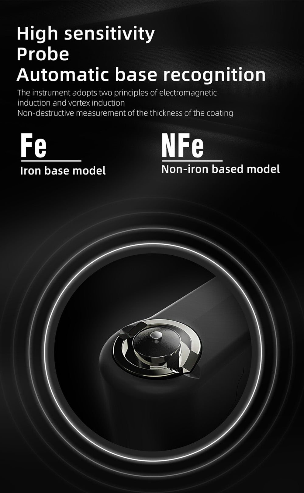 BSIDE T2X Coating Thickness Gauge, Color LCD Screen, Rechargeable Automotive Paint Film Thickness Tester, 0.1 Micrometer/0-1500μm - Black