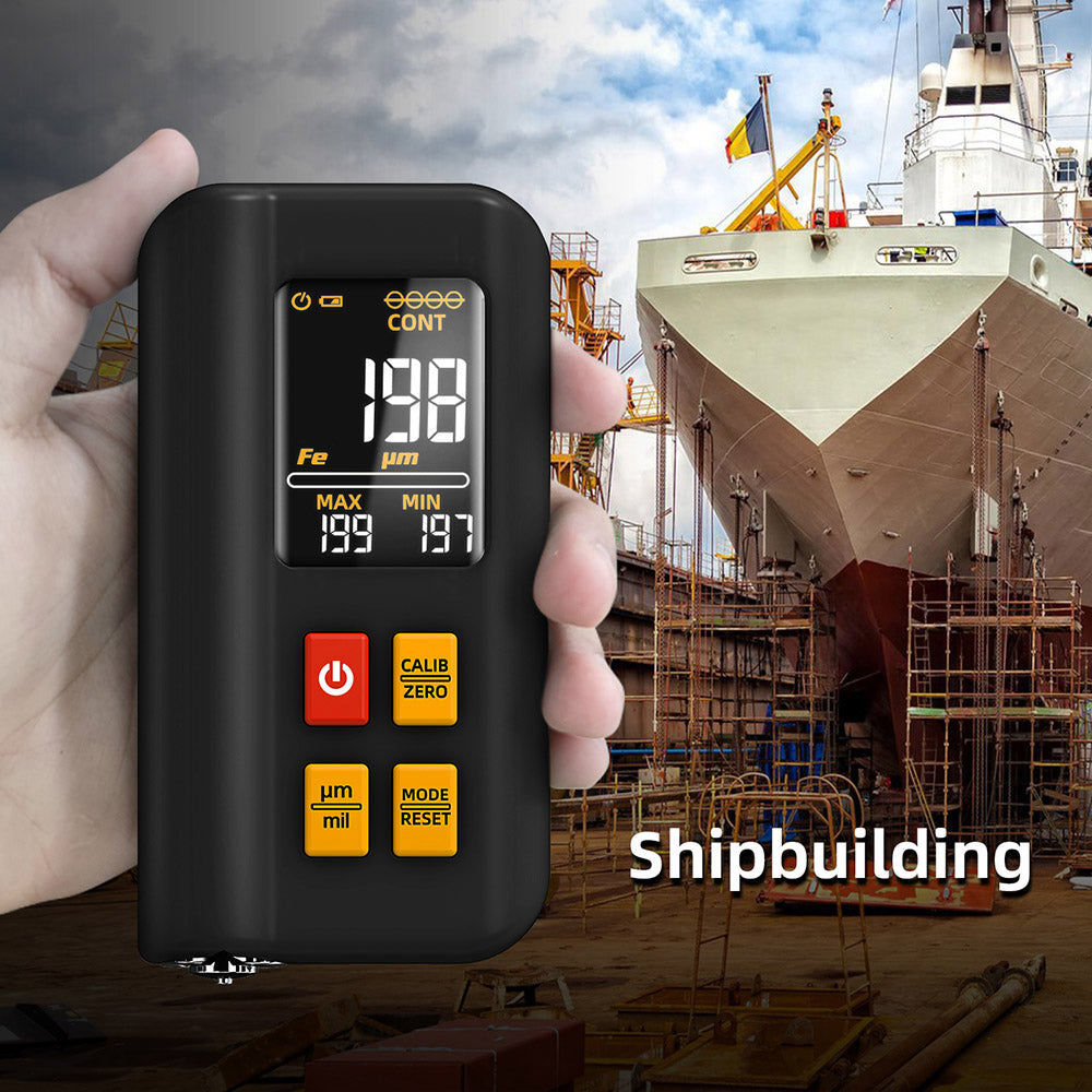 BSIDE T2X Coating Thickness Gauge, Color LCD Screen, Rechargeable Automotive Paint Film Thickness Tester, 0.1 Micrometer/0-1500μm - Black