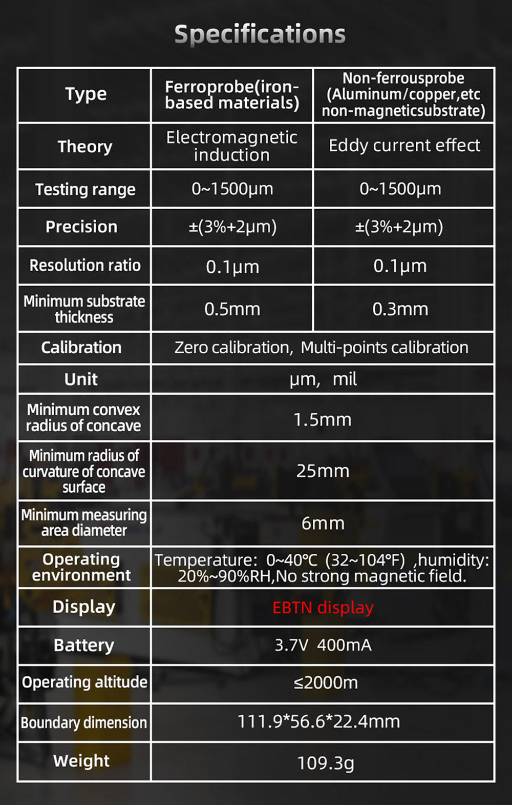 BSIDE T2X Coating Thickness Gauge, Color LCD Screen, Rechargeable Automotive Paint Film Thickness Tester, 0.1 Micrometer/0-1500μm - Black