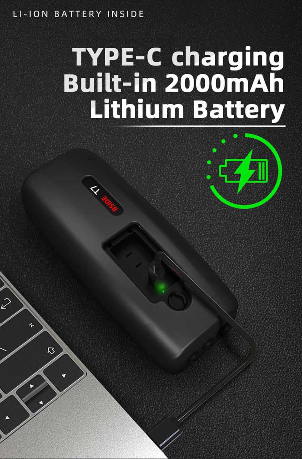 BSIDE T7 Ultrasonic Thickness Gauge, 0.01-300mm Measuring Range, 2.8inch TFT Color Screen, with Flashlight Function, 2000mA Lithium Battery, Grey