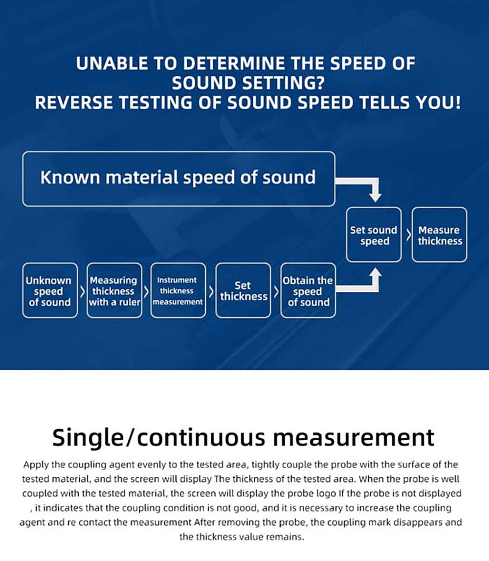 BSIDE T7 Ultrasonic Thickness Gauge, 0.01-300mm Measuring Range, 2.8inch TFT Color Screen, with Flashlight Function, 2000mA Lithium Battery, Grey