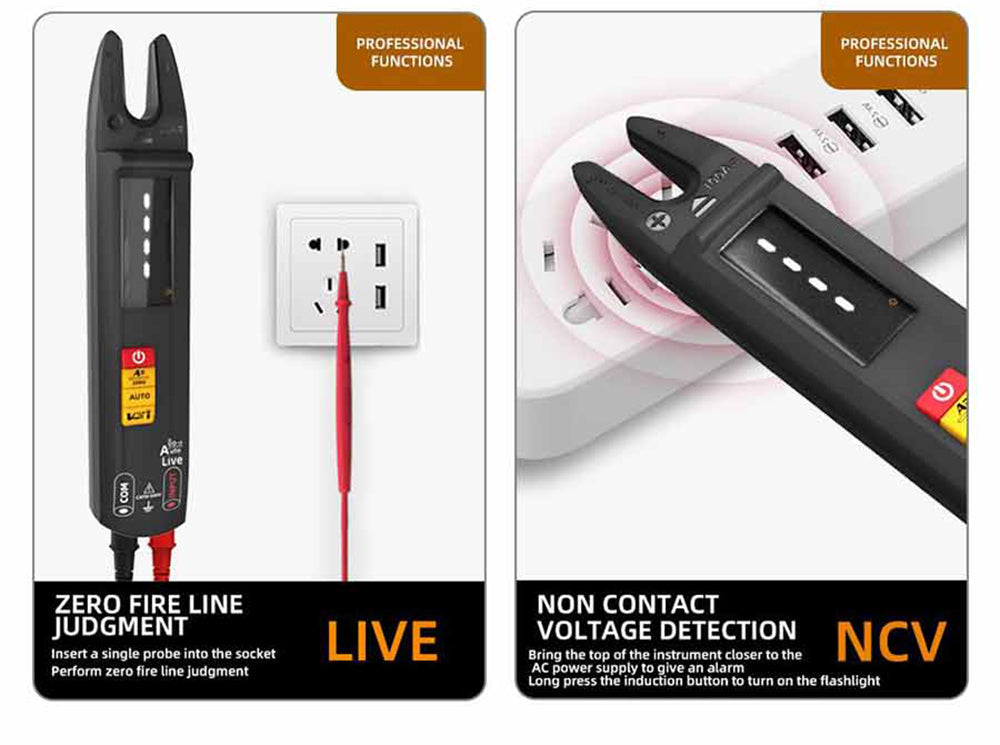 BSIDE U0 Digital Clamp Multimeter, Electrical Test Pen, 6000 Counts, True RMS U-Type Meter, Color Screen