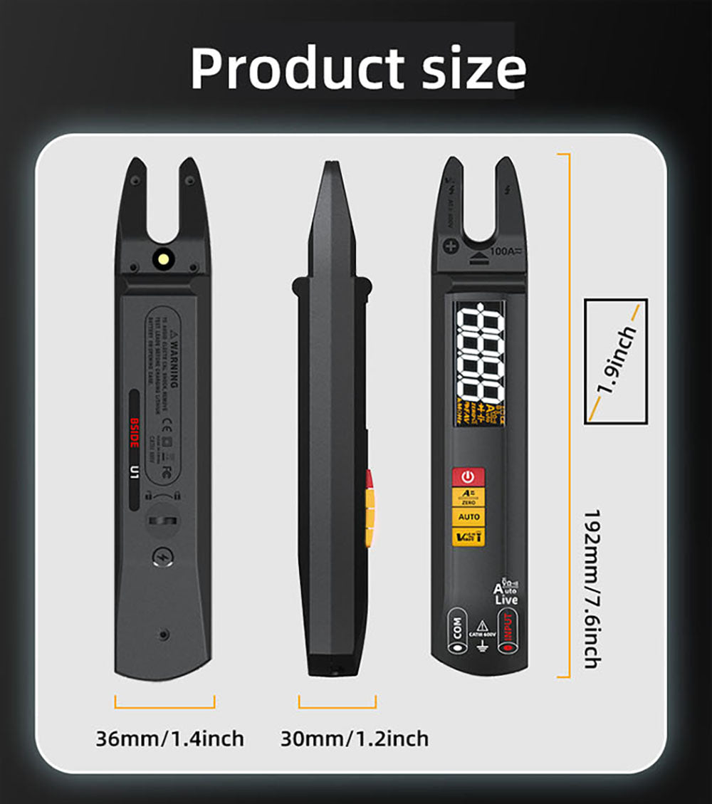 BSIDE U0 Digital Clamp Multimeter, Electrical Test Pen, 6000 Counts, True RMS U-Type Meter, Color Screen