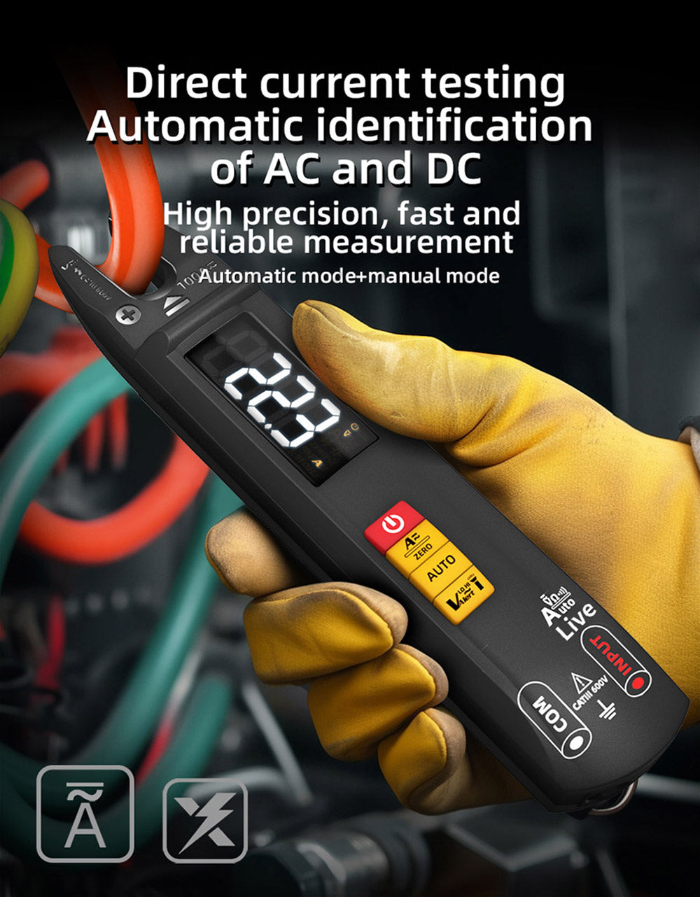 BSIDE U0 Digital Clamp Multimeter, Electrical Test Pen, 6000 Counts, True RMS U-Type Meter, Color Screen