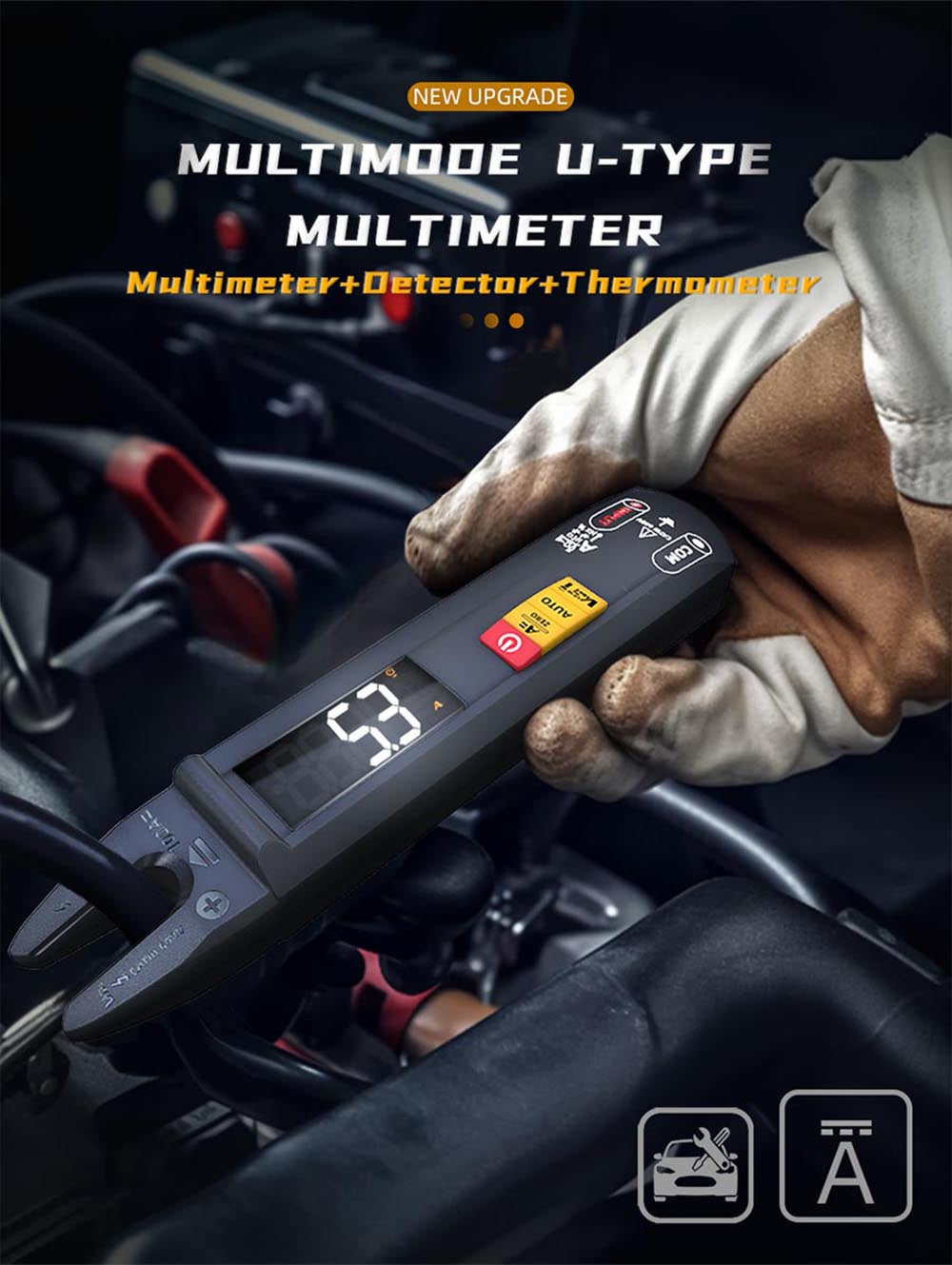 BSIDE U1 Digital Clamp Multimeter, Electric Tester Pen, Bright LED Flashlight, DC AC 100A Pliers, T-RMS Current