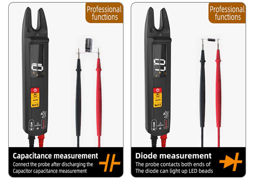 BSIDE U1 Digital Clamp Multimeter, Electric Tester Pen, Bright LED Flashlight, DC AC 100A Pliers, T-RMS Current
