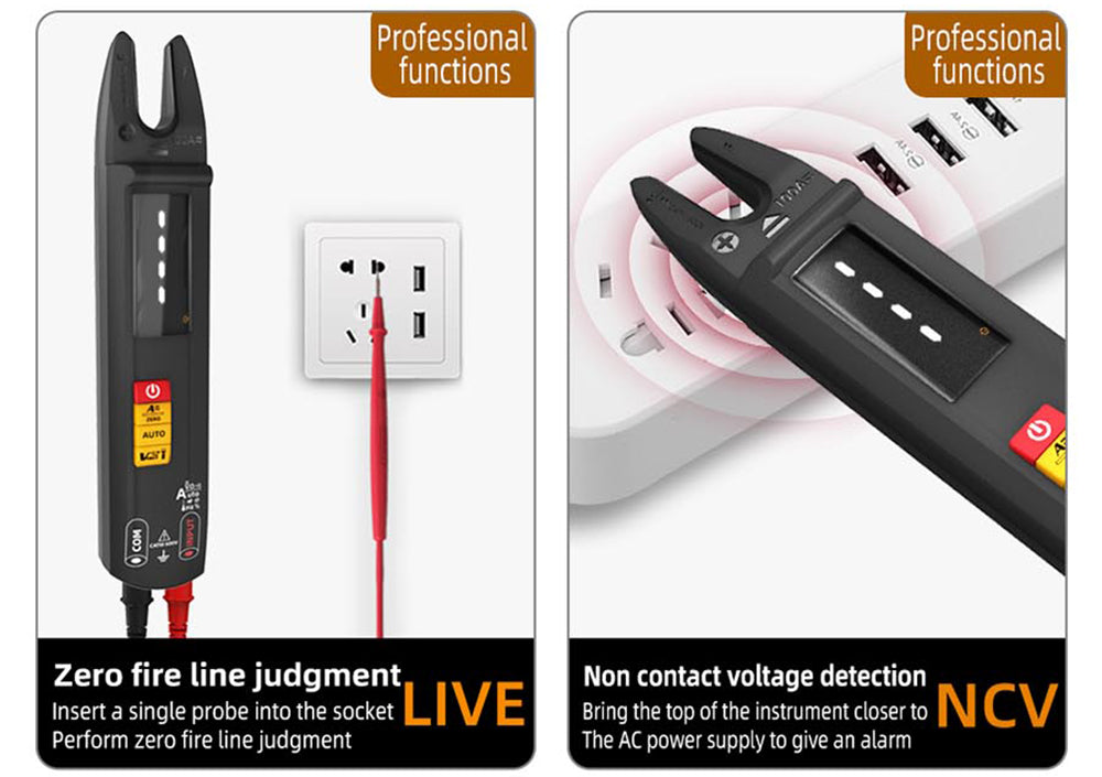 BSIDE U1 Digital Clamp Multimeter, Electric Tester Pen, Bright LED Flashlight, DC AC 100A Pliers, T-RMS Current