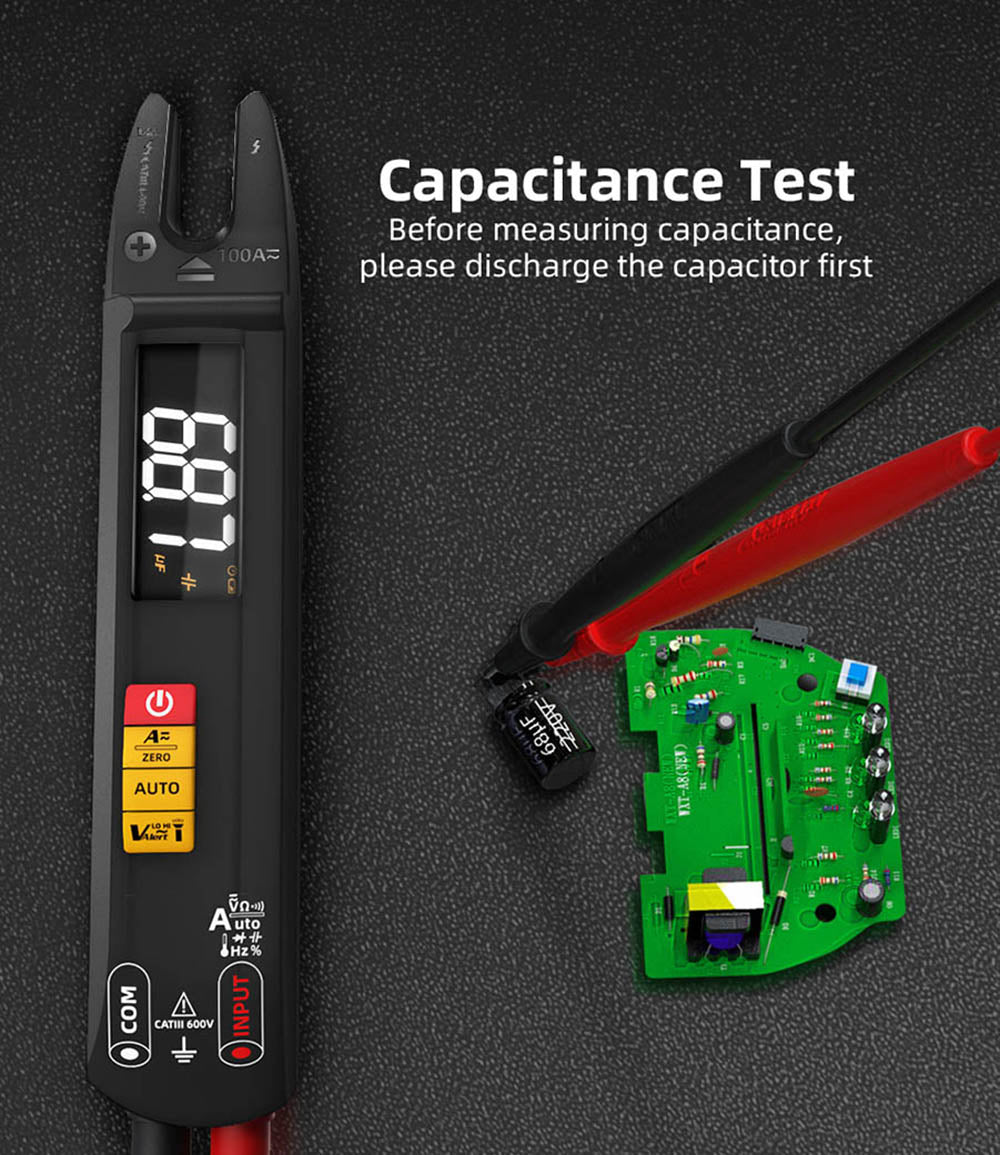 BSIDE U1 Digital Clamp Multimeter, Electric Tester Pen, Bright LED Flashlight, DC AC 100A Pliers, T-RMS Current