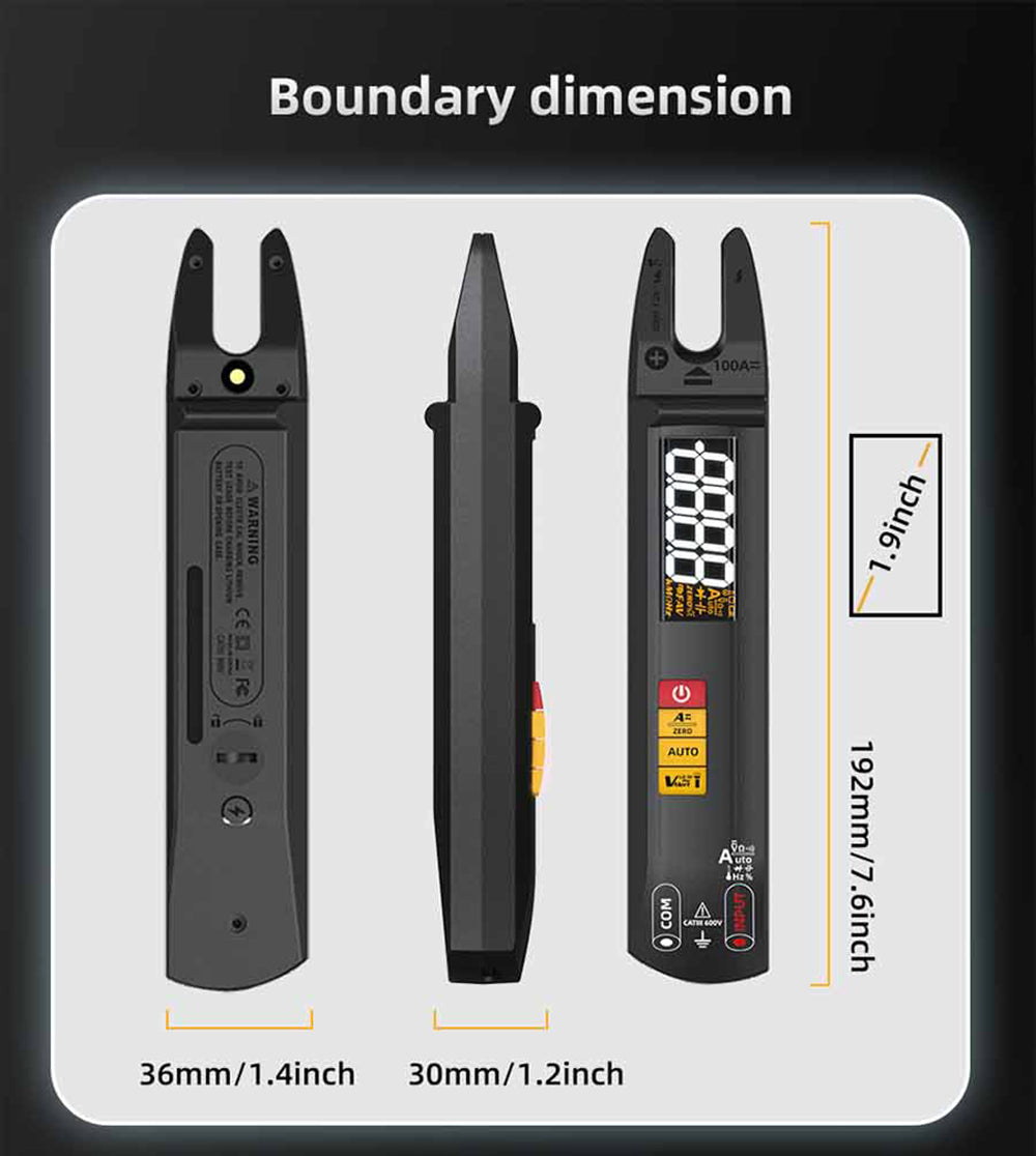 BSIDE U1 Digital Clamp Multimeter, Electric Tester Pen, Bright LED Flashlight, DC AC 100A Pliers, T-RMS Current