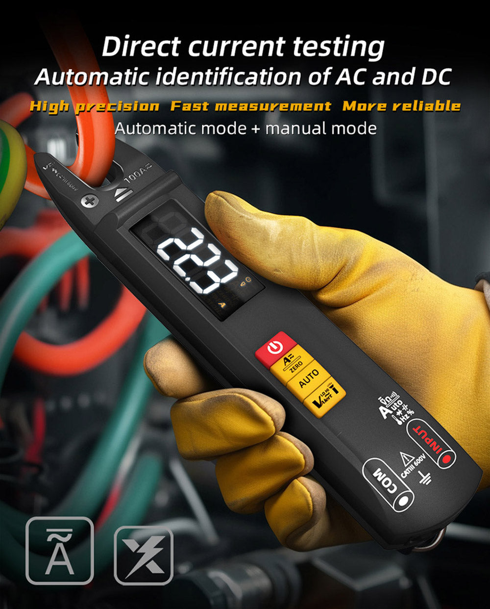 BSIDE U1 Digital Clamp Multimeter, Electric Tester Pen, Bright LED Flashlight, DC AC 100A Pliers, T-RMS Current