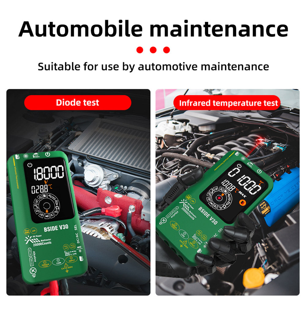 BSIDE V30 Photovoltaic Multimeter, High Voltage 1500V, T-RMS, 20000 Counts, LCD Screen, Electronic Maintenance, DC Current Test, Infrared Temperature Measurement