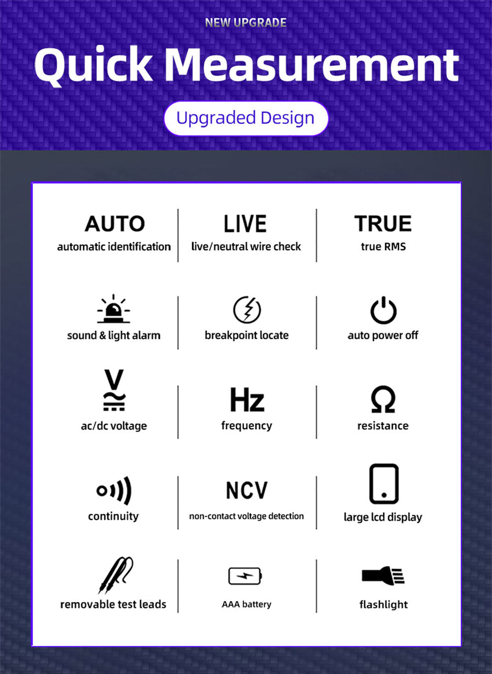 BSIDE X1 Intelligent Voltage Detector Tester, Multimeter, Electric Pen, Break Point Checking, Large LCD Screen, Flashlight, Live Wire Hz Ohm NCV Meter, No Batteries