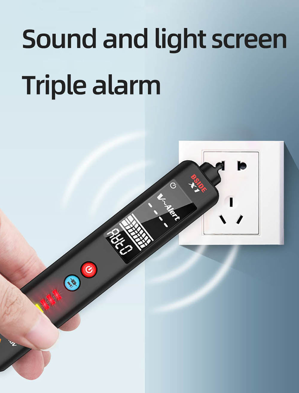 BSIDE X1 Intelligent Voltage Detector Tester, Multimeter, Electric Pen, Break Point Checking, Large LCD Screen, Flashlight, Live Wire Hz Ohm NCV Meter, No Batteries