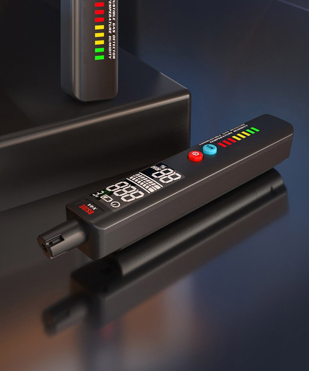 BSIDE X4A Digital Hygrometer Gas Detector, Combustible Gas Analyzer, Temperature and Humidity Tester, with Audible and Visual Alarm, LCD Display, No Batteries, with Bag