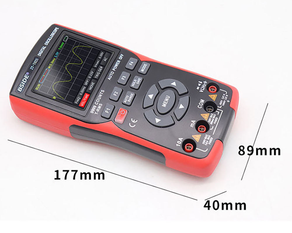 BSIDE ZT702S Digital Multimeter, Oscilloscope, Auto True RMS, Transistor Probe Meter, 48M/s 10MHz PC Waveform, 2.8inch LCD Screen