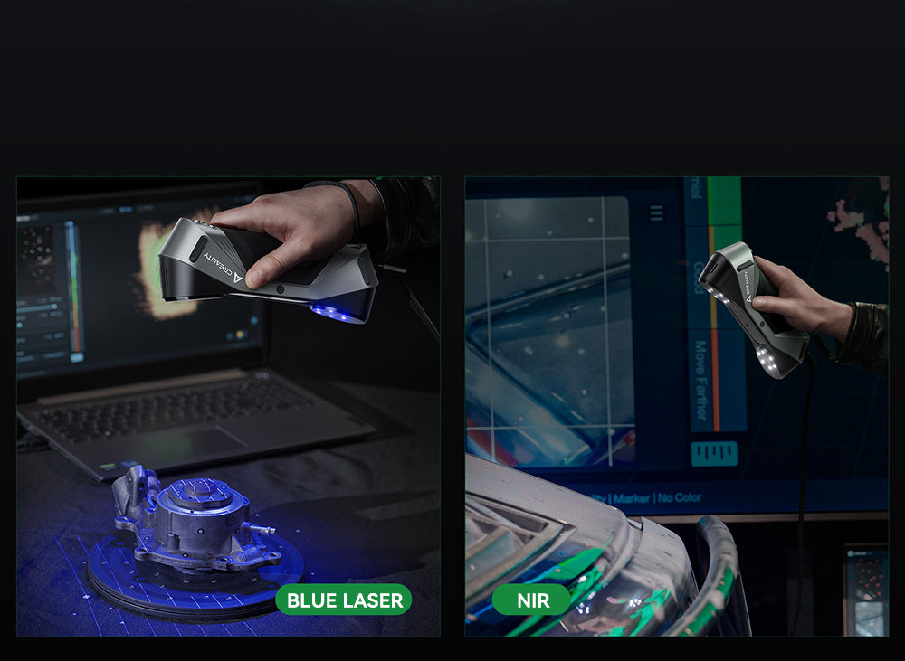 Creality Raptor 3D Scanner, Hybrid Blue Laser NIR, 60fps Scanning Speed, Objects Between 5-2000mm, 24-bit Full-Color Scan, 0.02mm Accuracy, Anti-shaking