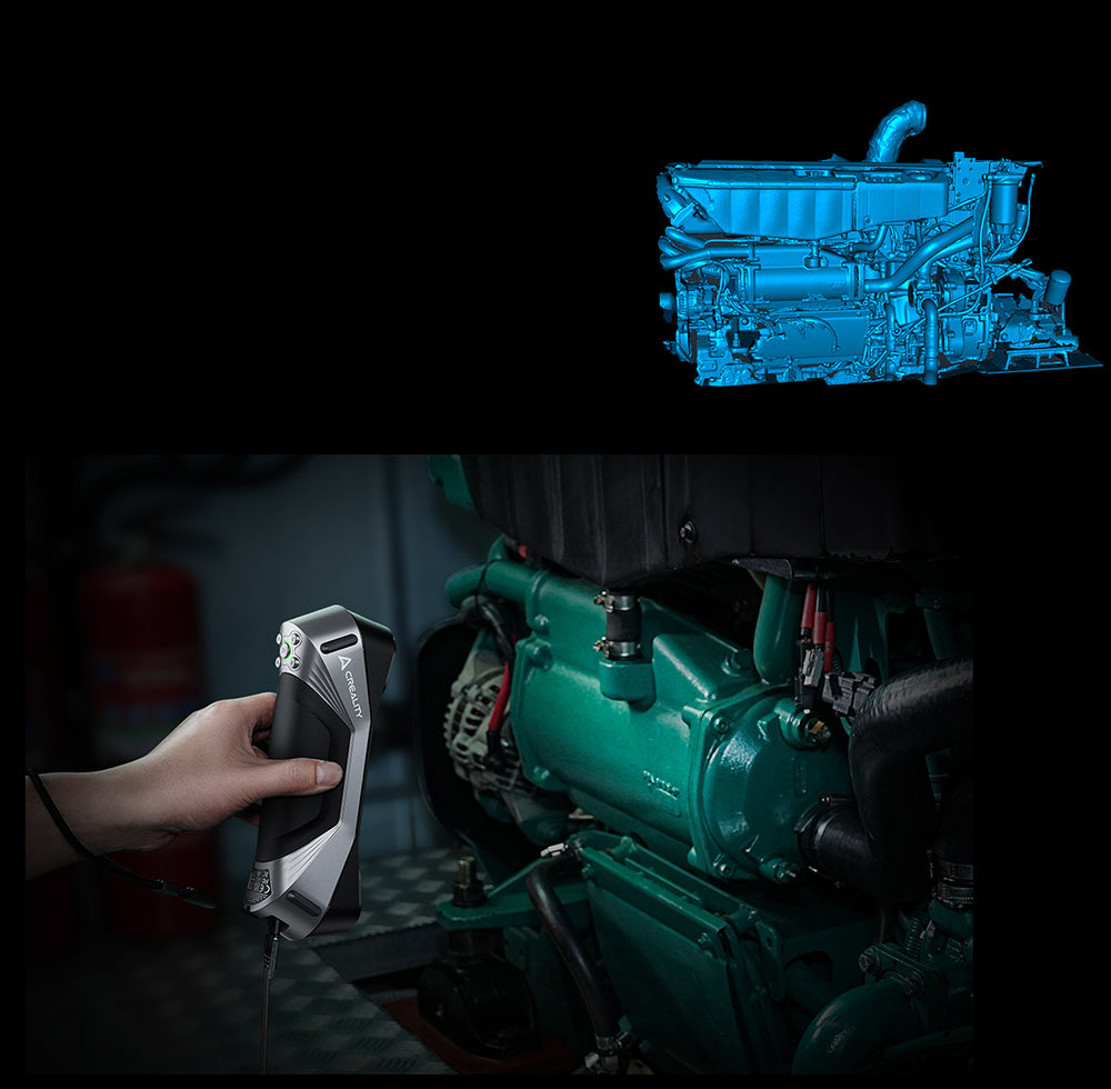 Creality Raptor 3D Scanner, Hybrid Blue Laser NIR, 60fps Scanning Speed, Objects Between 5-2000mm, 24-bit Full-Color Scan, 0.02mm Accuracy, Anti-shaking