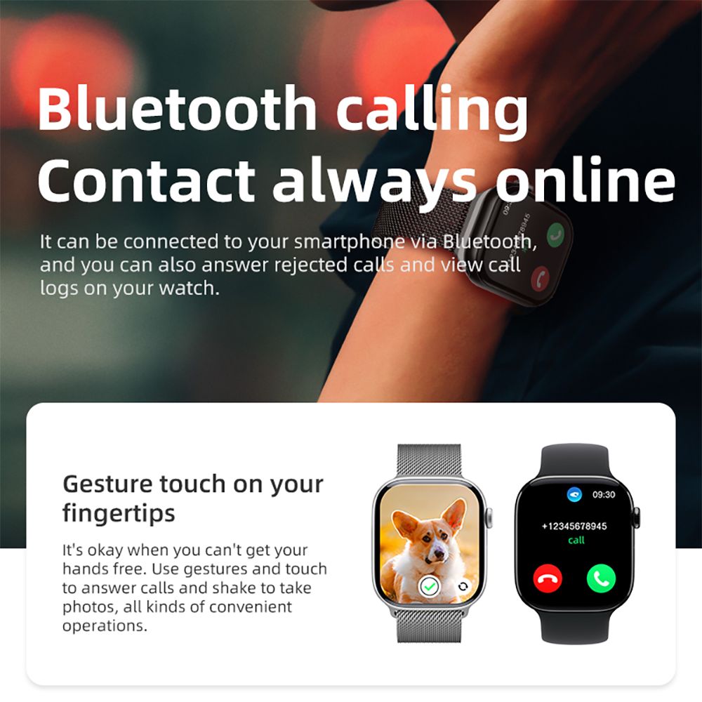 Diona MONA3 Mini Smartwatch, 2.10-inch Screen, Health & Sleep Monitoring, Bluetooth Calling, Multiple Sport Modes, Voice Assistant - Black