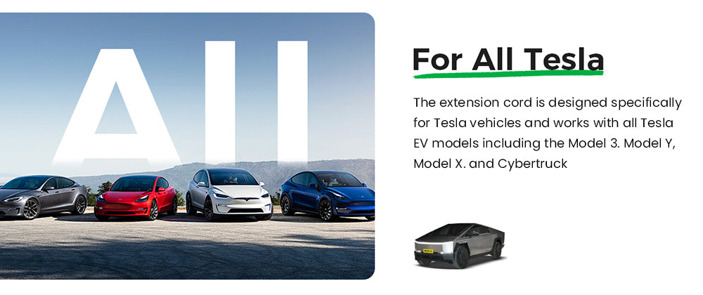 Evgoer EG-C0008 Extension Cord for Tesla, 16.4ft Cable, 50A Max Support 12kW with NACS Connector, IP66 Waterproof, for Level 1 and 2 EV Charger, Compatible with All Tesla Models