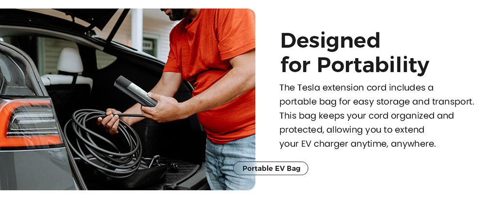 Evgoer EG-C0008 Extension Cord for Tesla, 16.4ft Cable, 50A Max Support 12kW with NACS Connector, IP66 Waterproof, for Level 1 and 2 EV Charger, Compatible with All Tesla Models