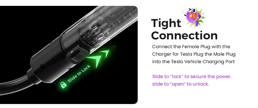 Evgoer EG-C0008 Extension Cord for Tesla, 16.4ft Cable, 50A Max Support 12kW with NACS Connector, IP66 Waterproof, for Level 1 and 2 EV Charger, Compatible with All Tesla Models