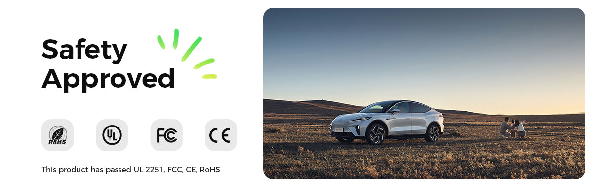 Evgoer EG-C0008 Extension Cord for Tesla, 16.4ft Cable, 50A Max Support 12kW with NACS Connector, IP66 Waterproof, for Level 1 and 2 EV Charger, Compatible with All Tesla Models