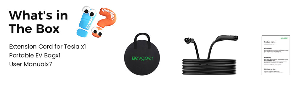 Evgoer EG-C0008 Extension Cord for Tesla, 16.4ft Cable, 50A Max Support 12kW with NACS Connector, IP66 Waterproof, for Level 1 and 2 EV Charger, Compatible with All Tesla Models