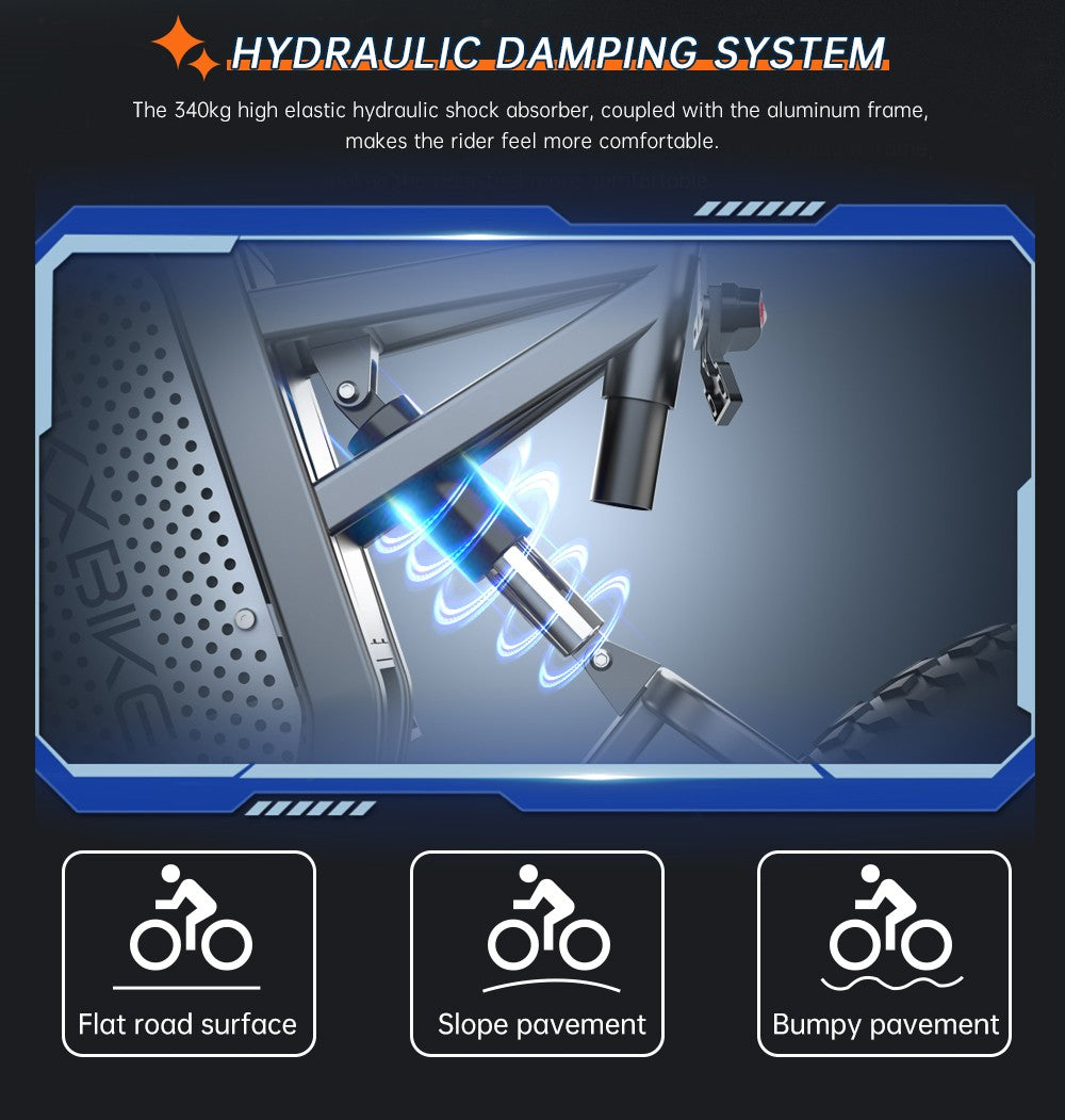 EKXBIKE X20 Electric Bike, 2000W Motor, 48V 35AH Battery, 20*4.0-inch Fat Tire, 55km/h Max Speed, 150km Range, Hydraulic Brake, Hydraulic Shock Absorber, Shimano 7-Speed