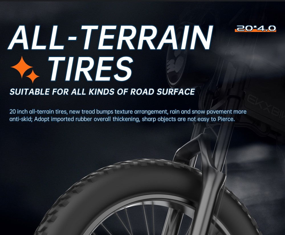 EKXBIKE X20 Electric Bike, 2000W Motor, 48V 35AH Battery, 20*4.0-inch Fat Tire, 55km/h Max Speed, 150km Range, Hydraulic Brake, Hydraulic Shock Absorber, Shimano 7-Speed