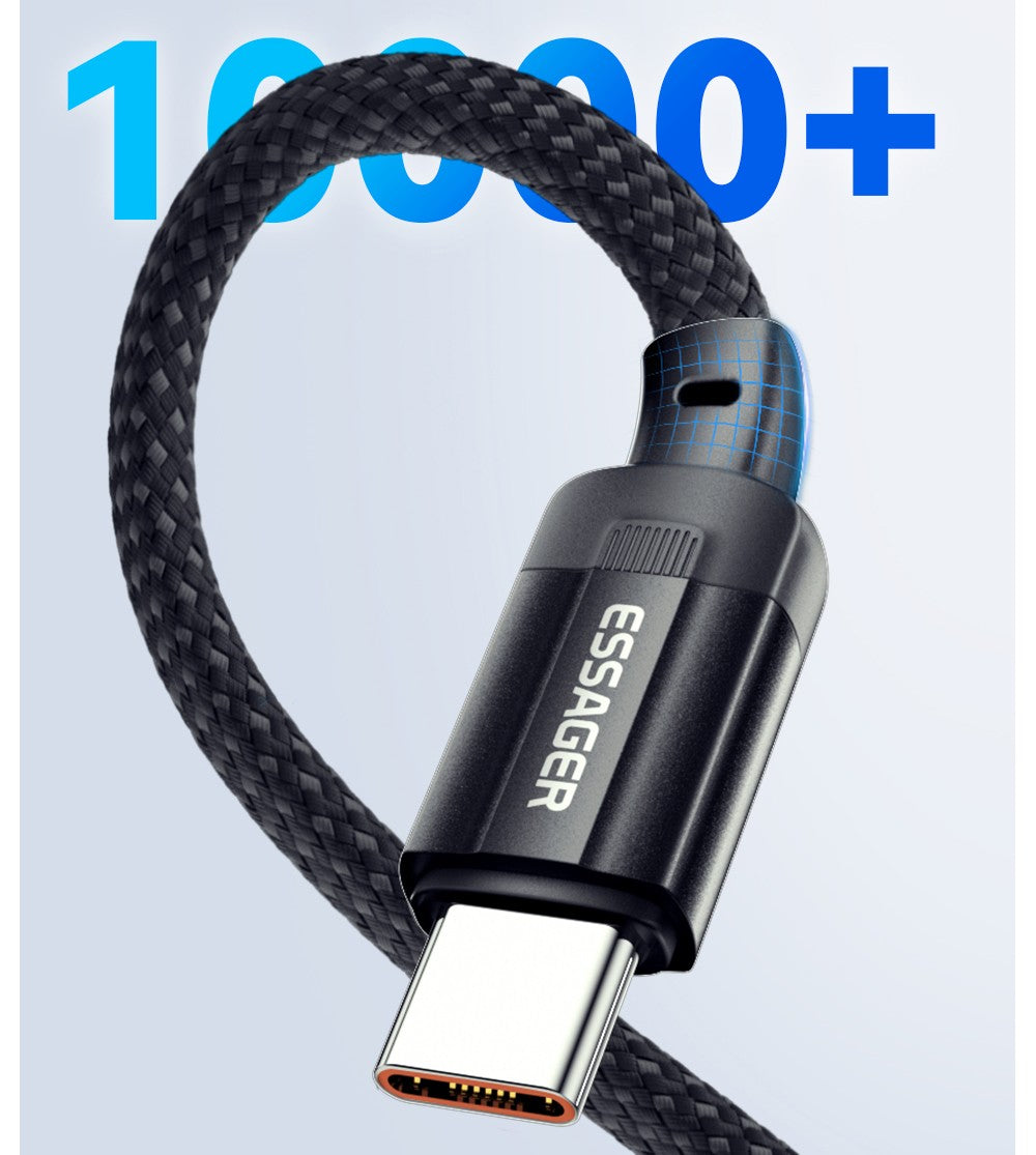 ESSAGER 100W 5A Type-C to Type-C Charging Cable, USB2.0 480Mbps, Magnetic Adsorption, Flexible Adjustment, E-Marker Chip, 1m