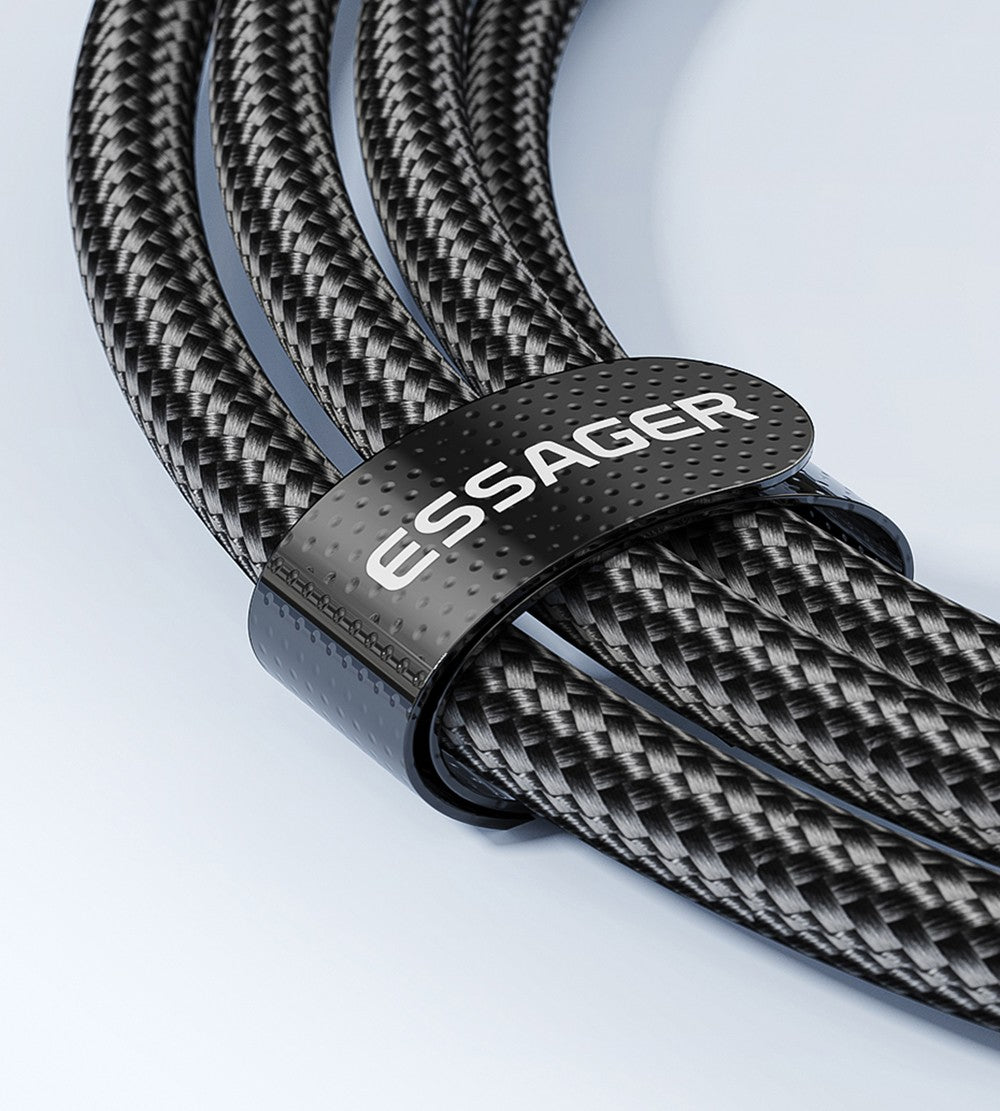 ESSAGER 100W Type-C to Type-C Data Cable, PD Fast Charging, 480Mbps Transmission Speed, for MacBook / Tablet / Huawei Samsung Mobile Phone - 1m Cable