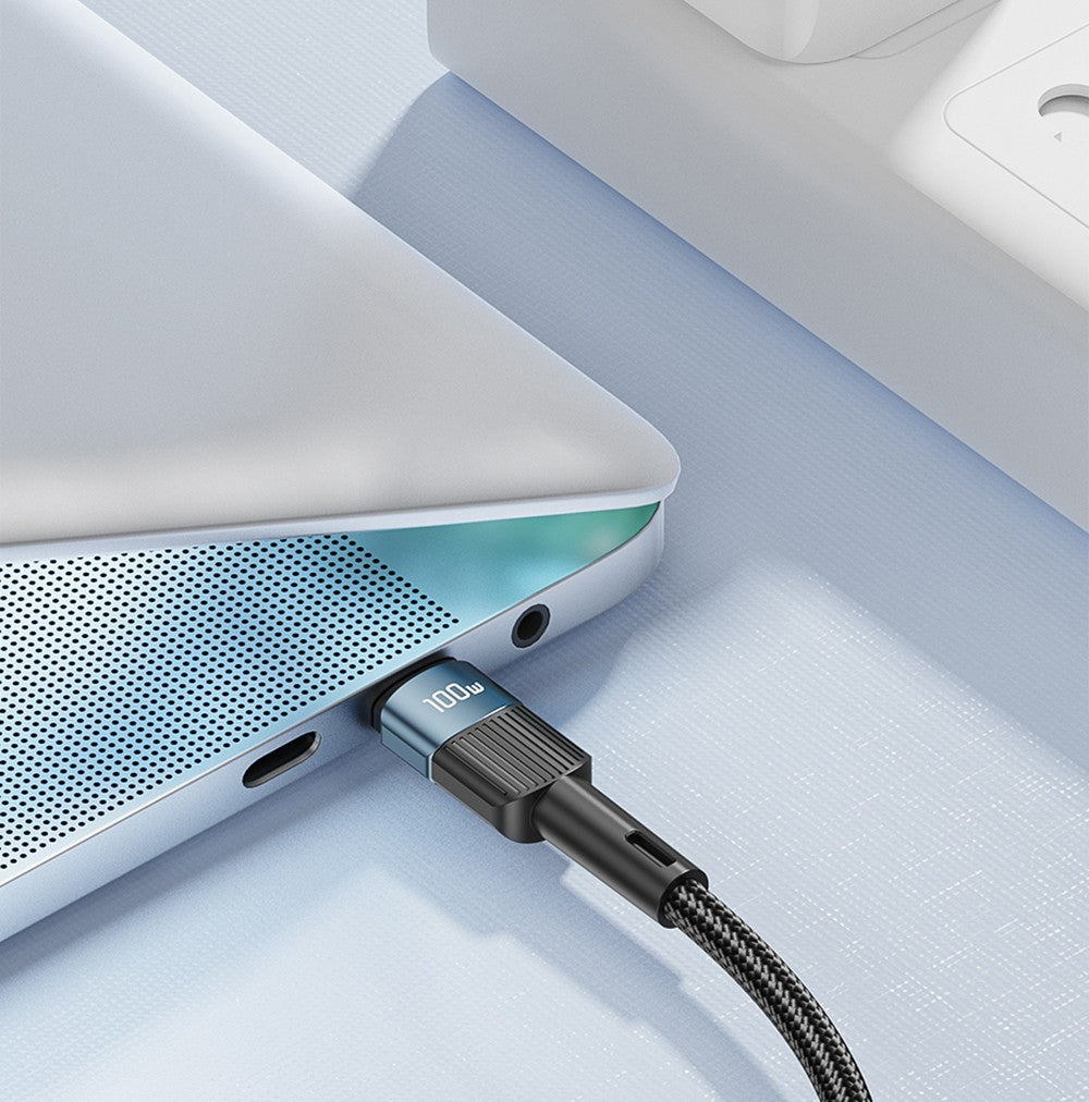 ESSAGER 100W Type-C to Type-C Data Cable, PD Fast Charging, 480Mbps Transmission Speed, for MacBook / Tablet / Huawei Samsung Mobile Phone - 1m Cable