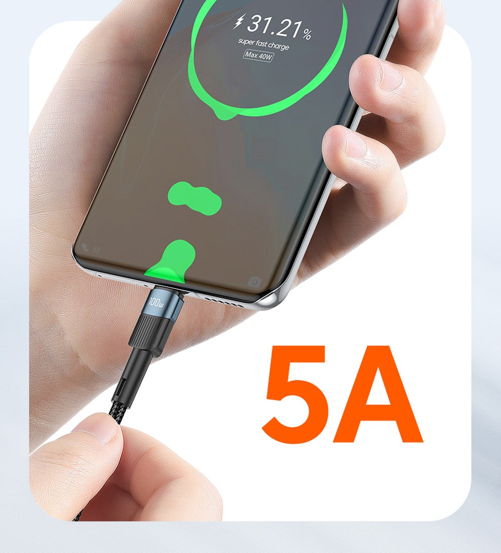 ESSAGER 100W Type-C to Type-C Data Cable, PD Fast Charging, 480Mbps Transmission Speed, for MacBook / Tablet / Huawei Samsung Mobile Phone - 1m Cable