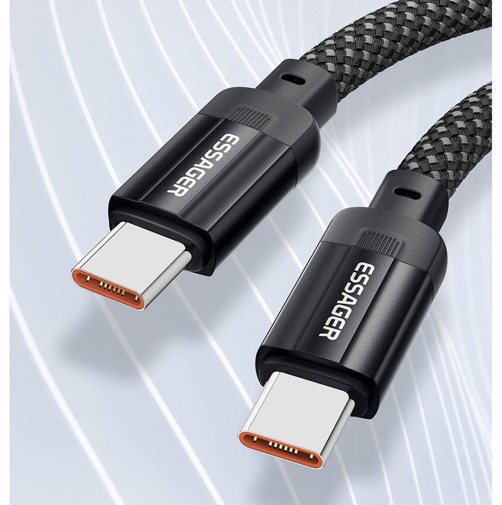 ESSAGER 240W 5A Type-C to Type-C Charging Cable, USB2.0 480Mbps, Magnetic Adsorption, Flexible Adjustment, E-Marker Chip, 1m